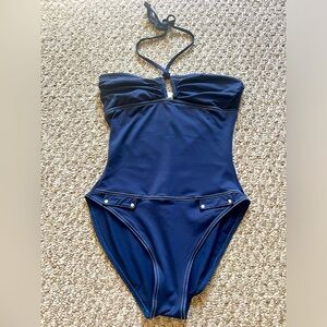 Morgan blue one piece halter swim suite size S, never worn